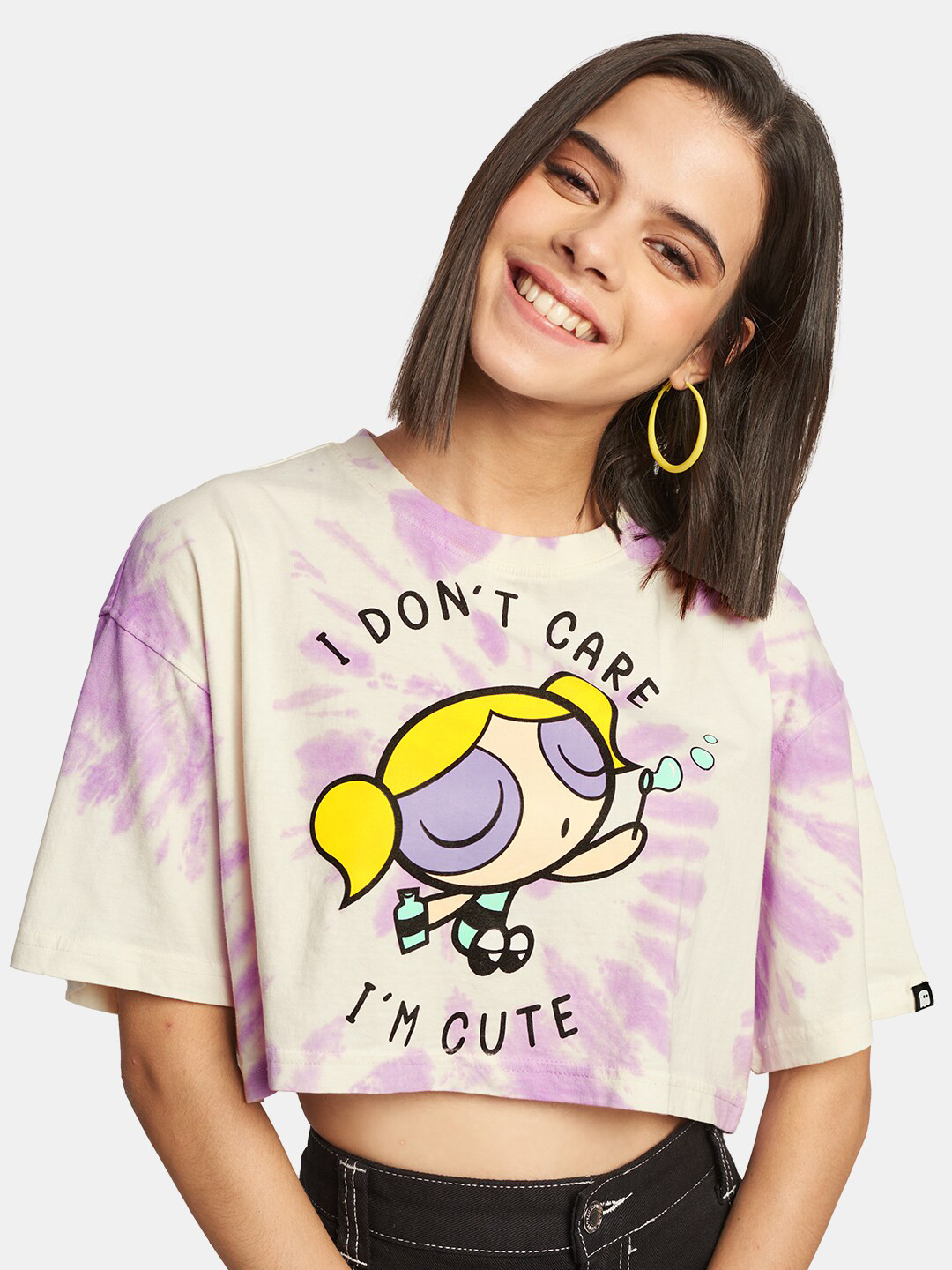 

The Souled Store Women Purple & Off White Tie and Dye Printed Oversized Pure Cotton Oversized T-shirt