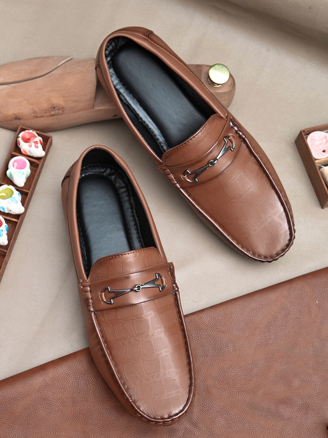 

HERE&NOW Men Tan Textured Casual Loafers
