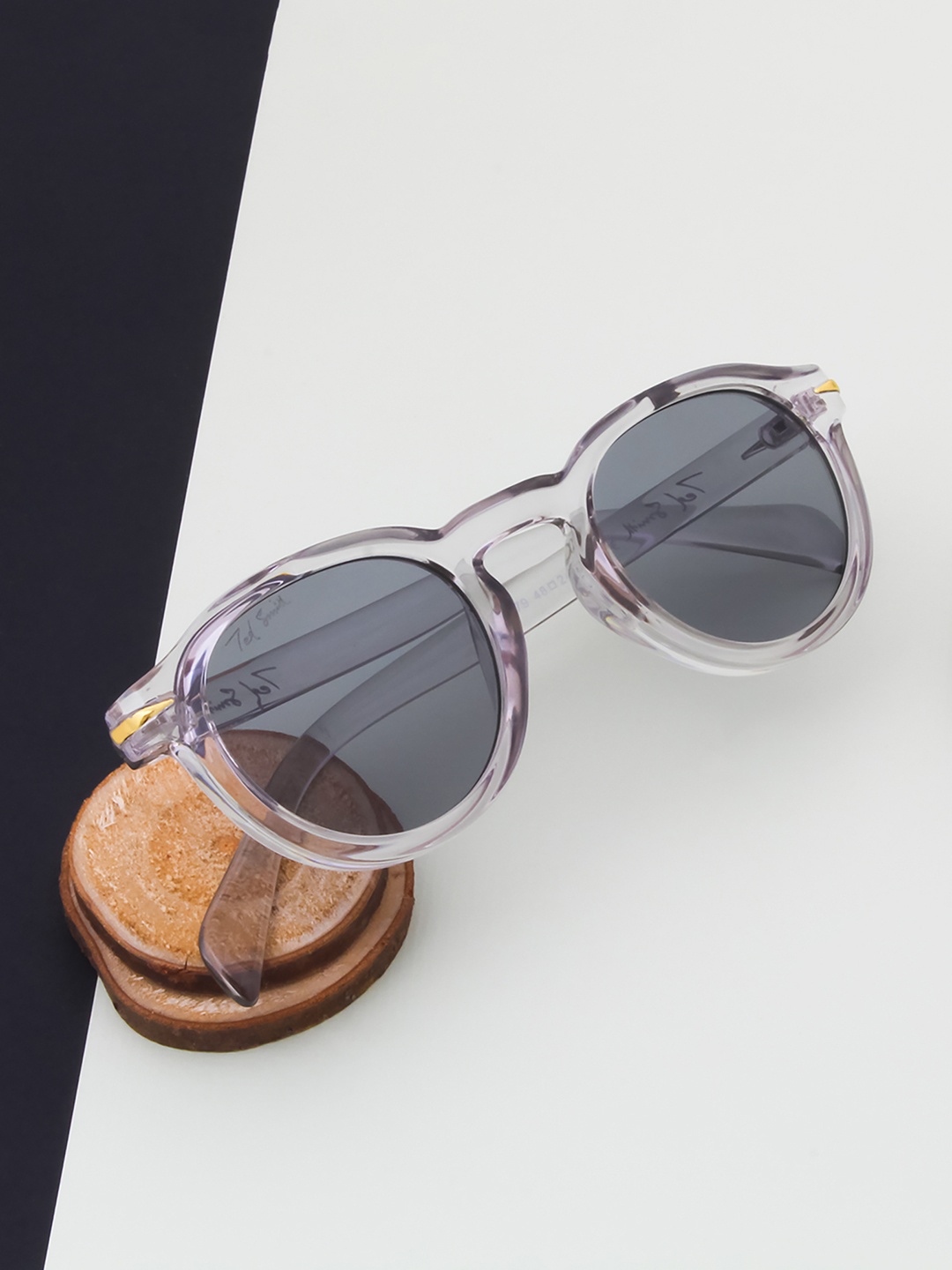 

Ted Smith Unisex Grey Lens & Gunmetal-Toned Round Sunglasses with UV Protected Lens