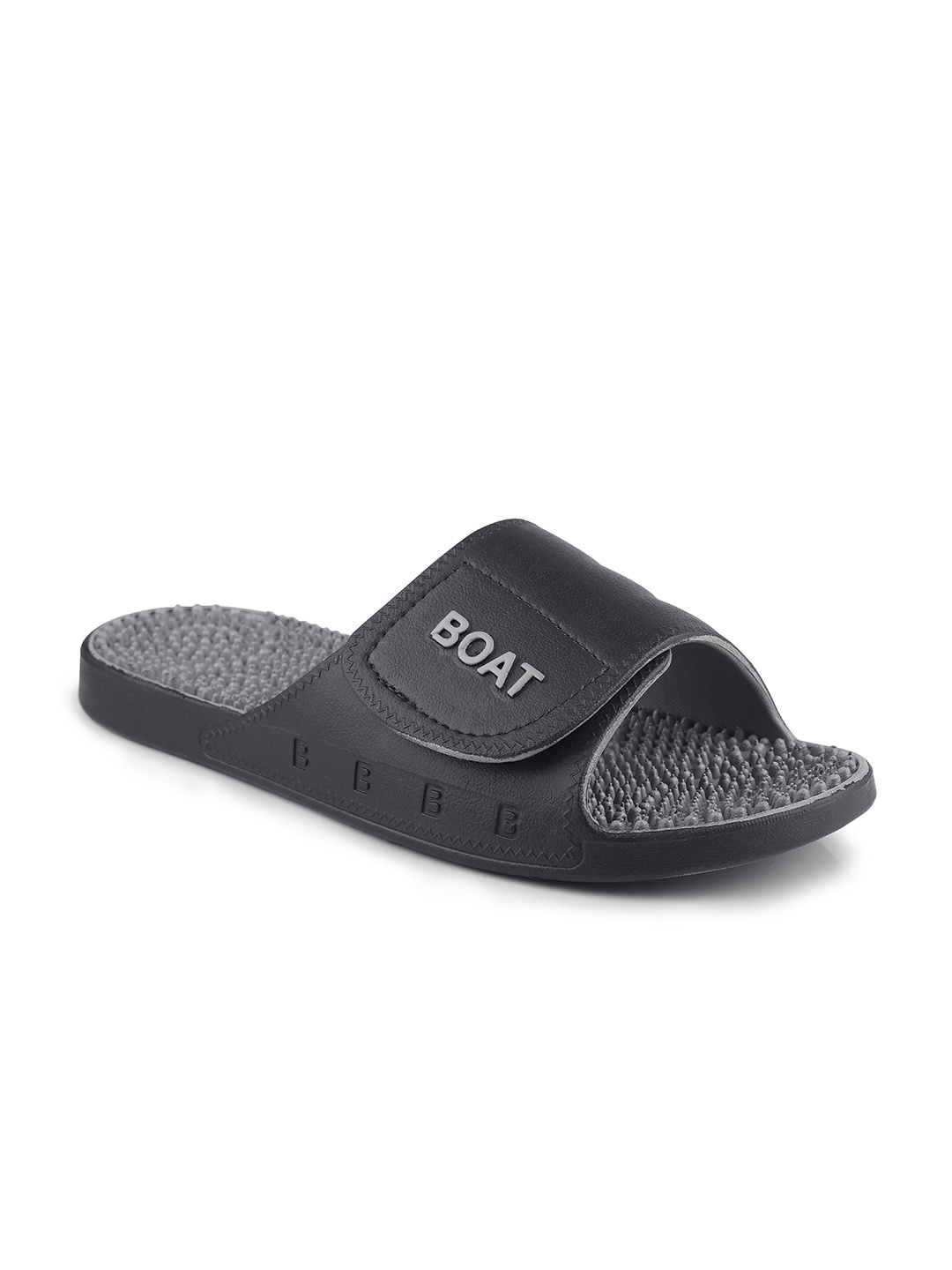 

CASSIEY Men Black & Grey Rubber Sliders