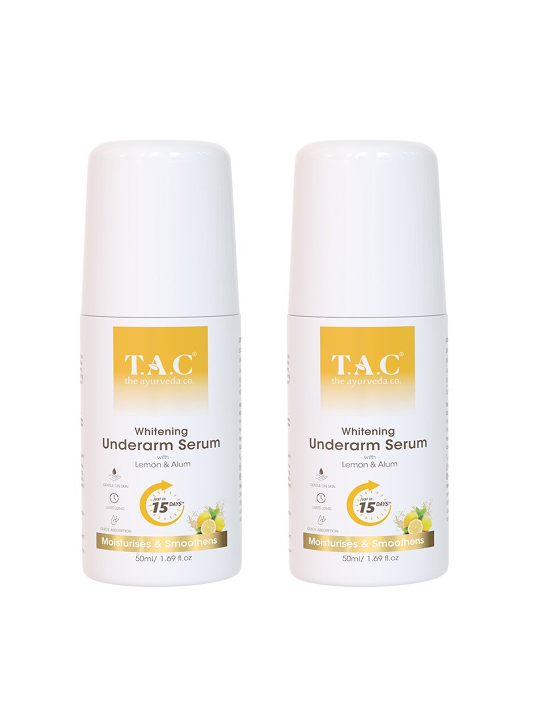 

TAC - The Ayurveda Co. Set Of 2 Whitening Underarm Serum with Lemon & Alum - 50 ml Each, White