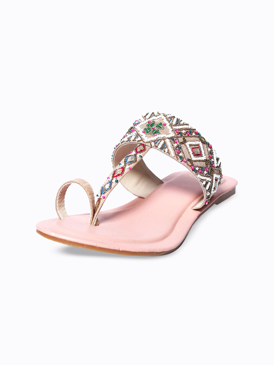 

NR By Nidhi Rathi Women Pink Embellished Ethnic One Toe Flats