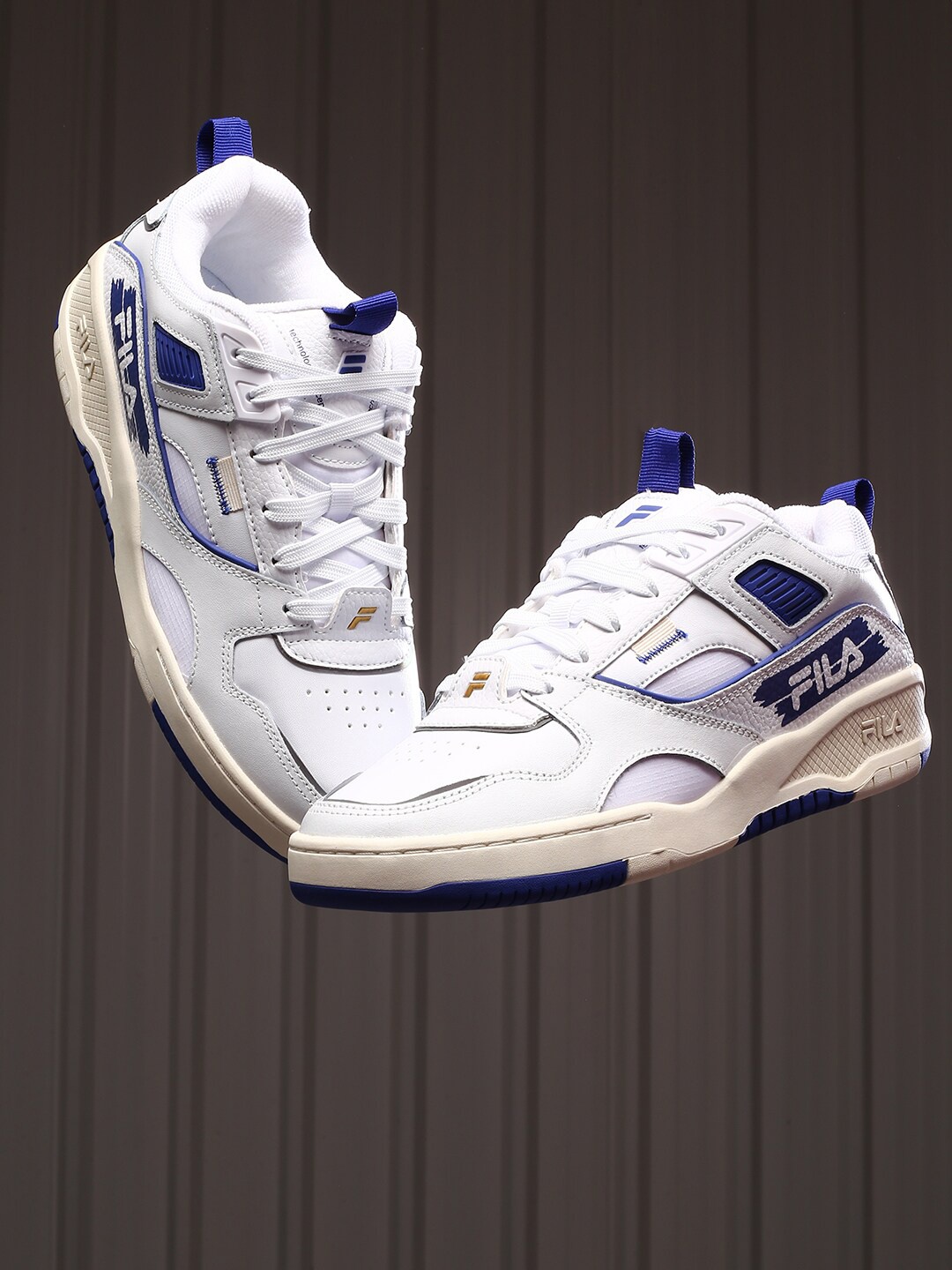 

FILA Men White & Blue Tennis Non-Marking Shoes