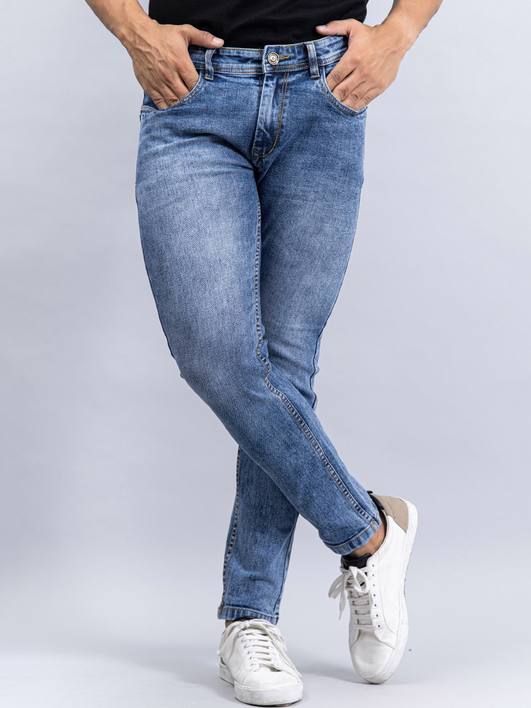 

Tistabene Men Blue Comfort Slim Fit Heavy Fade Medium Shade Stretchable Jeans