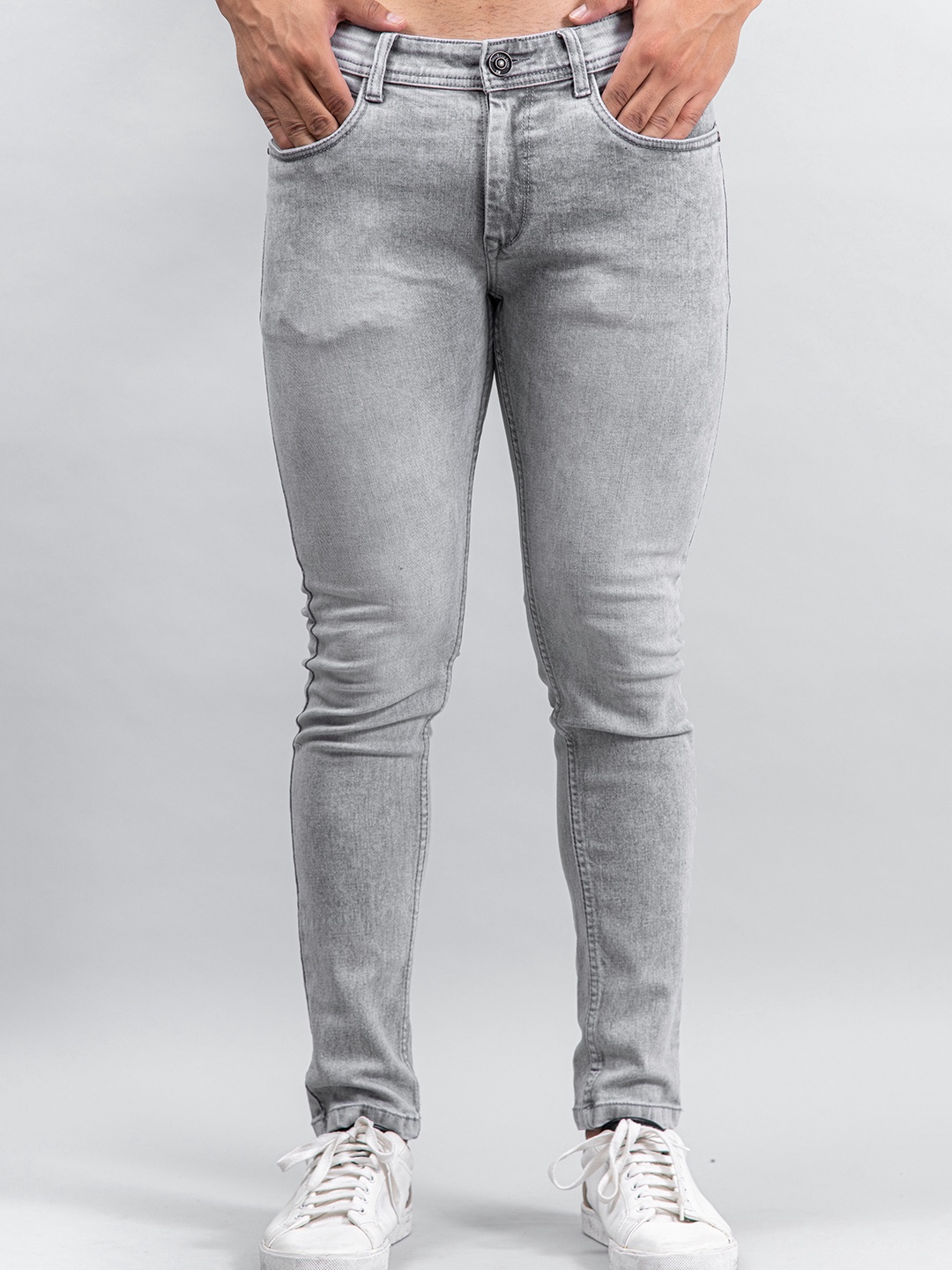 

Tistabene Men Grey Comfort Skinny Fit Heavy Fade Light Shade Stretchable Jeans