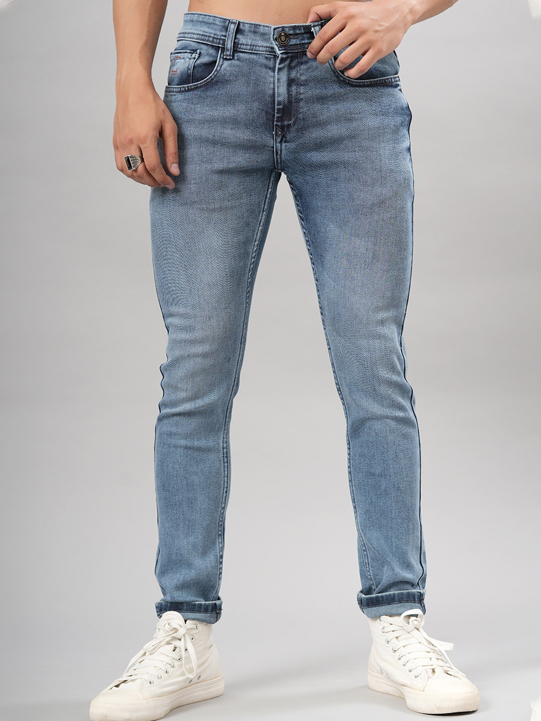 

Tistabene Men Blue Comfort Slim Fit Heavy Fade Stretchable Jeans