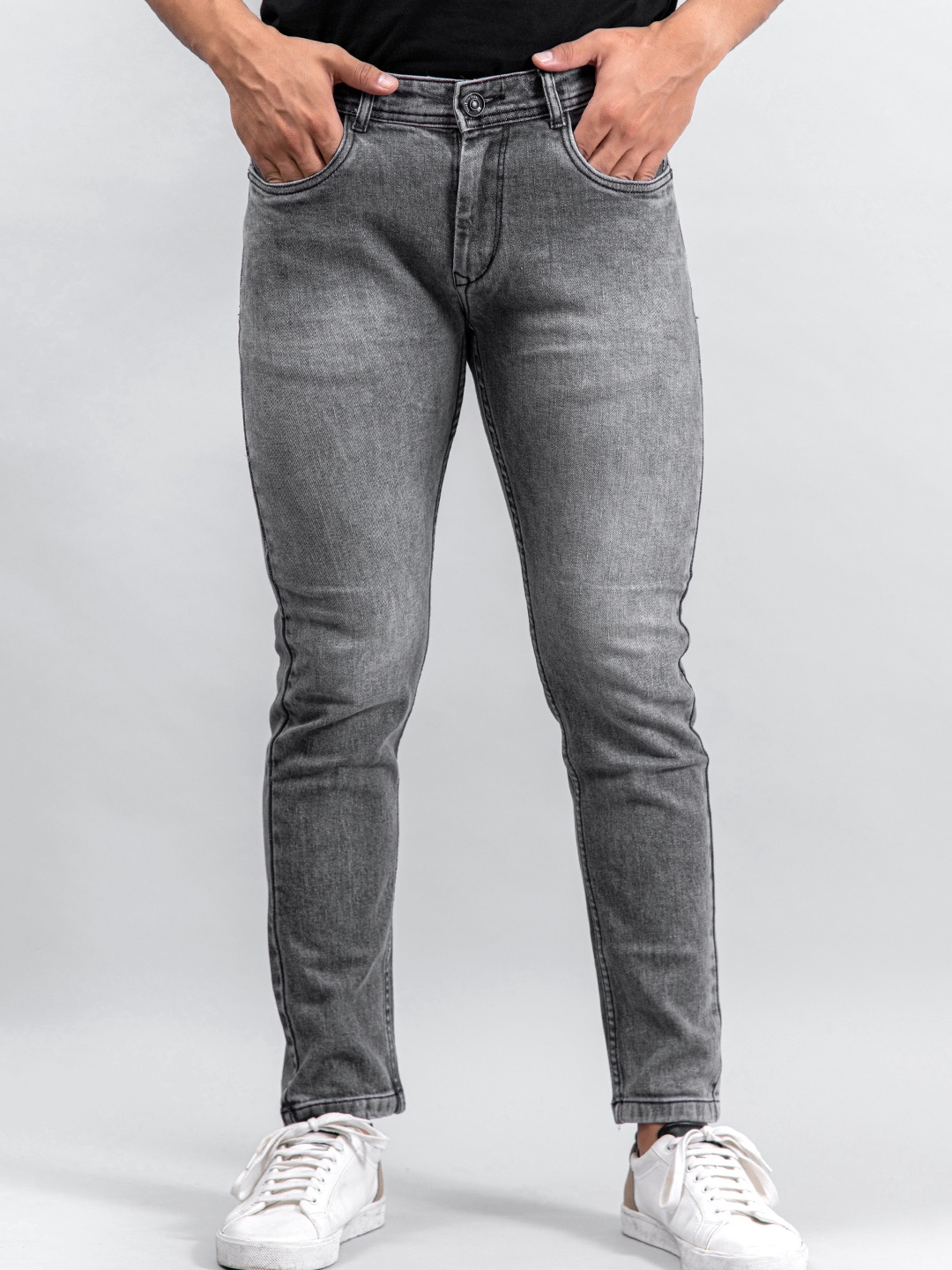 

Tistabene Men Grey Comfort Slim Fit Heavy Fade Stretchable Jeans