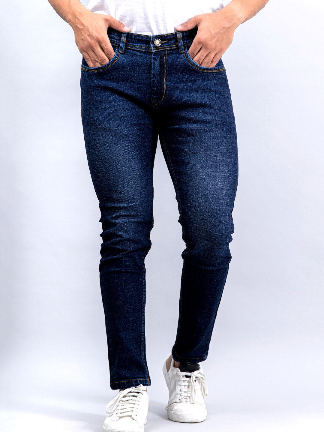 

Tistabene Men Blue Comfort Slim Fit Heavy Fade Stretchable Jeans
