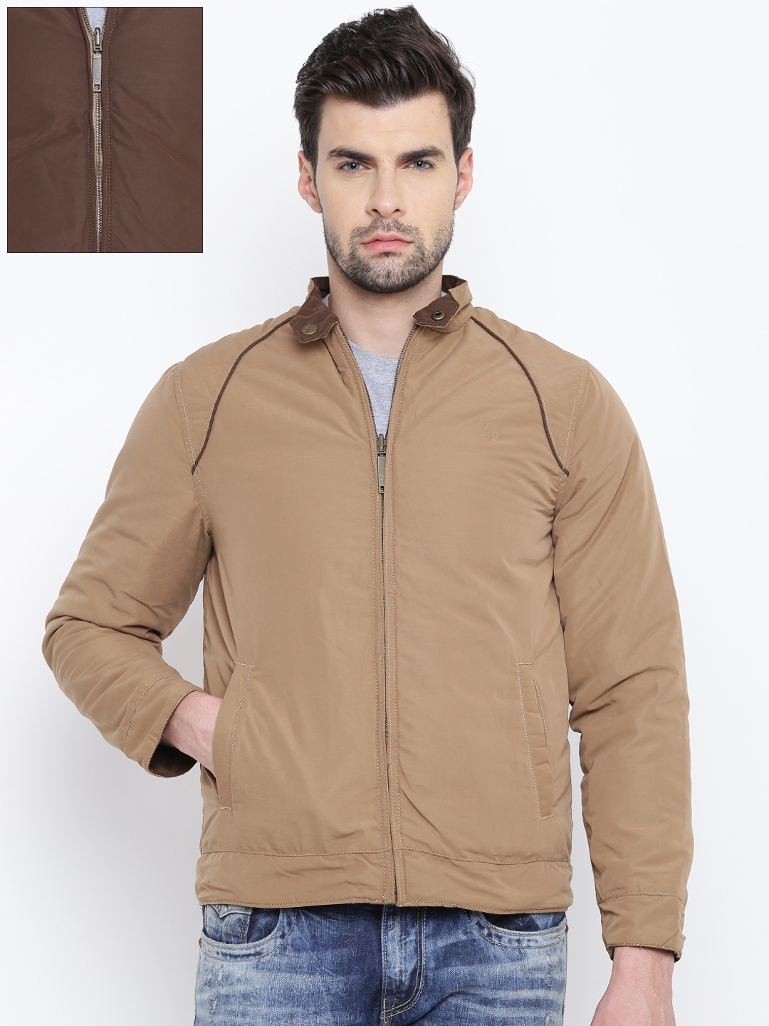 

Allen Solly Men Beige & Brown Solid Reversible Jacket