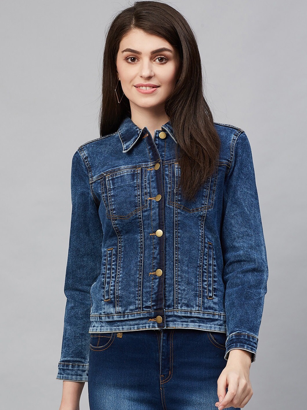 

Hubberholme Women Blue Washed Crop Outdoor Denim Jacket