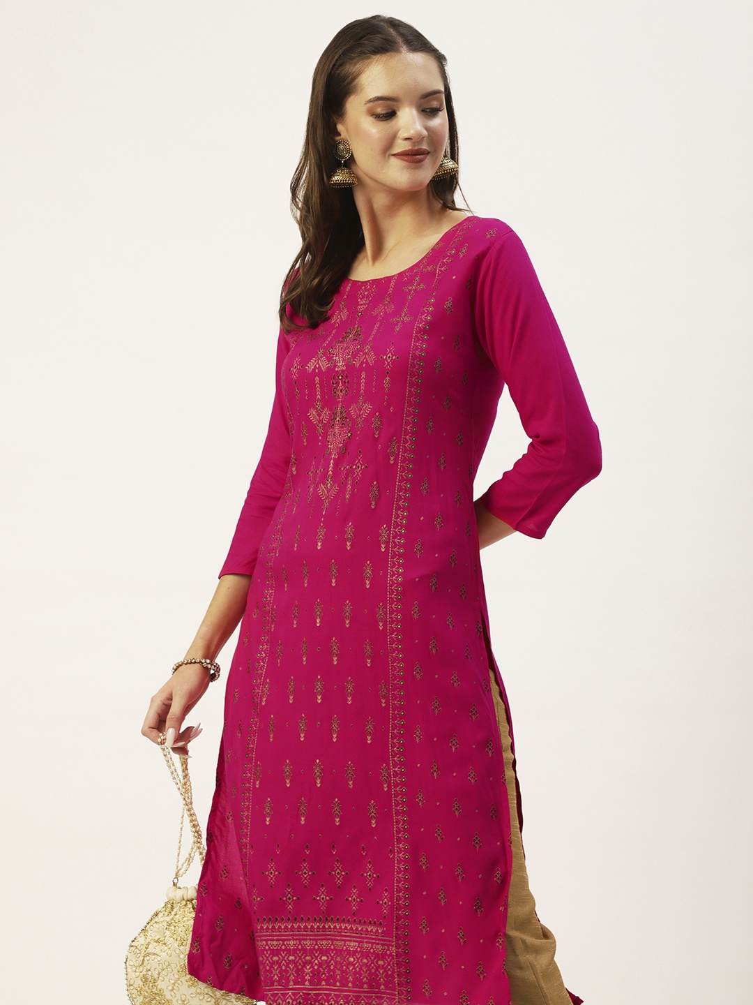 

Anubhutee Women Fuchsia & Maroon Ethnic Motifs Printed Kurta