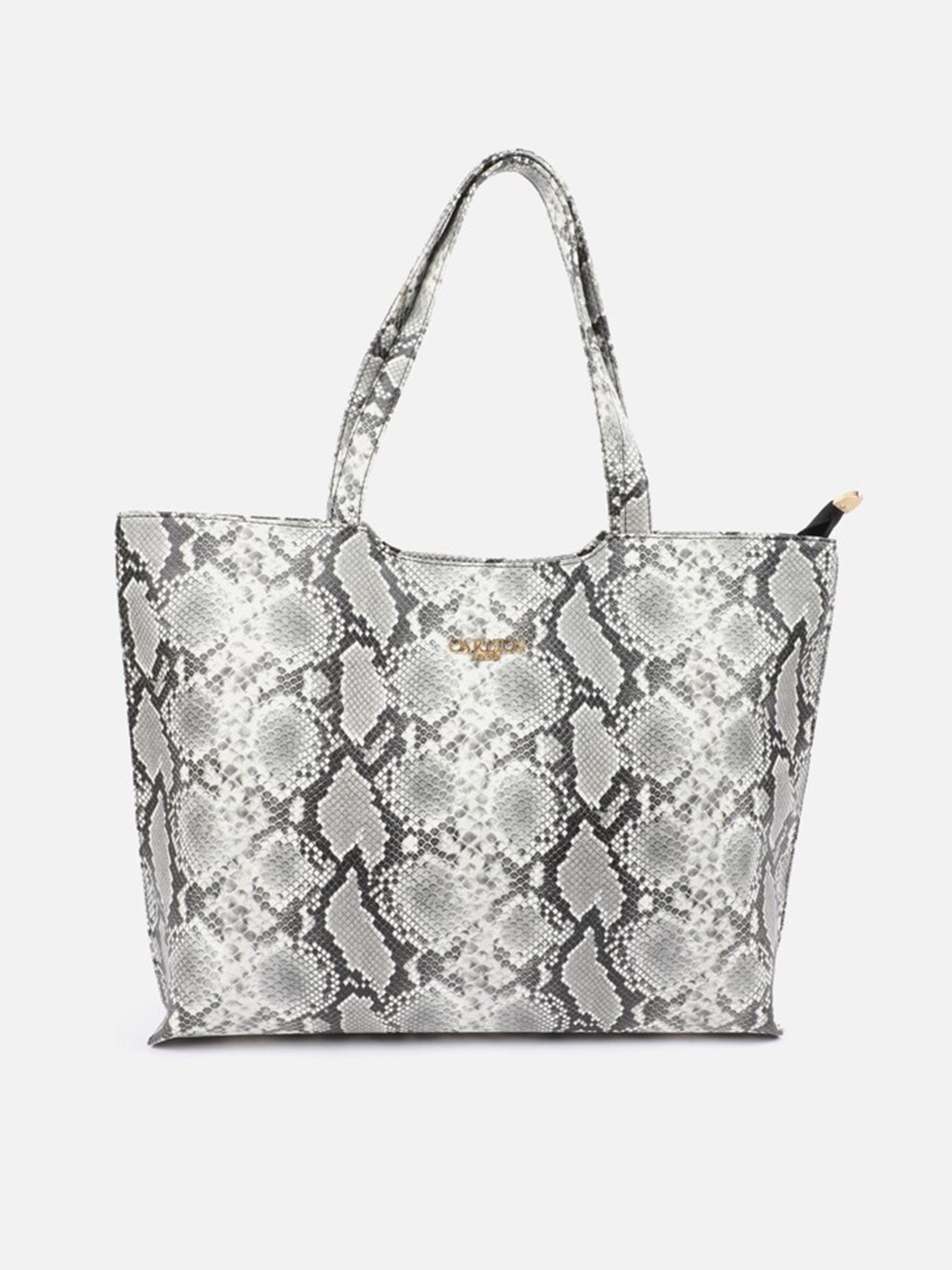 

Carlton London Women Grey & Black Animal Printed Shopper Tote Bag