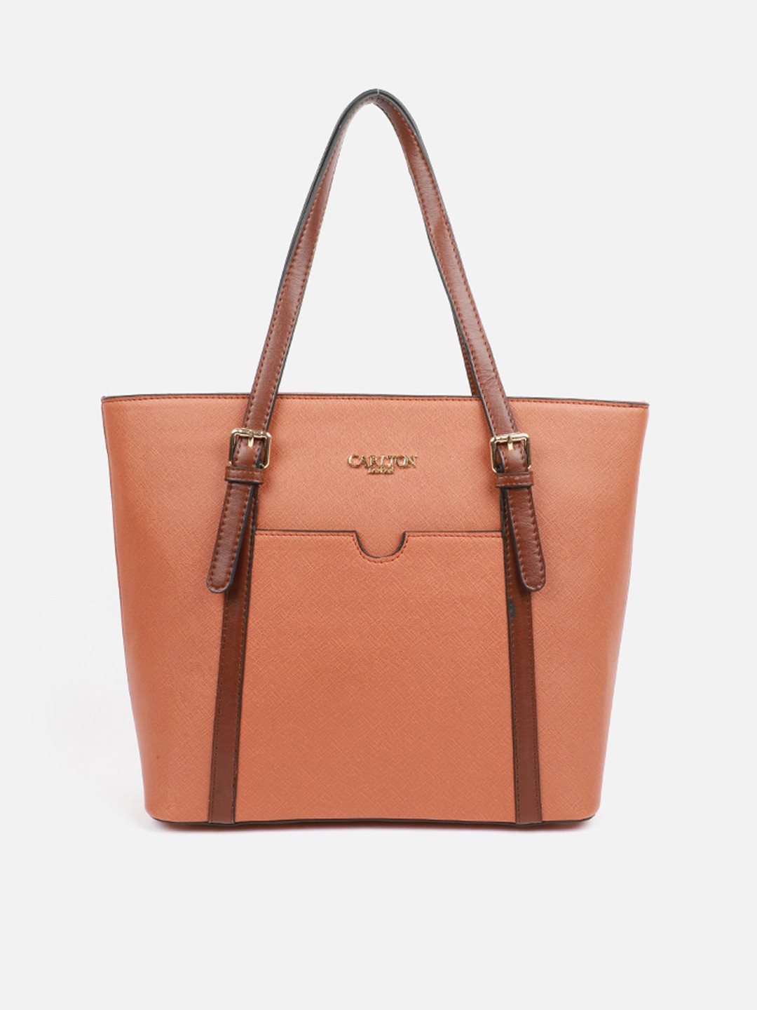 

Carlton London Women Tan Textured Synthetic Tote Bag