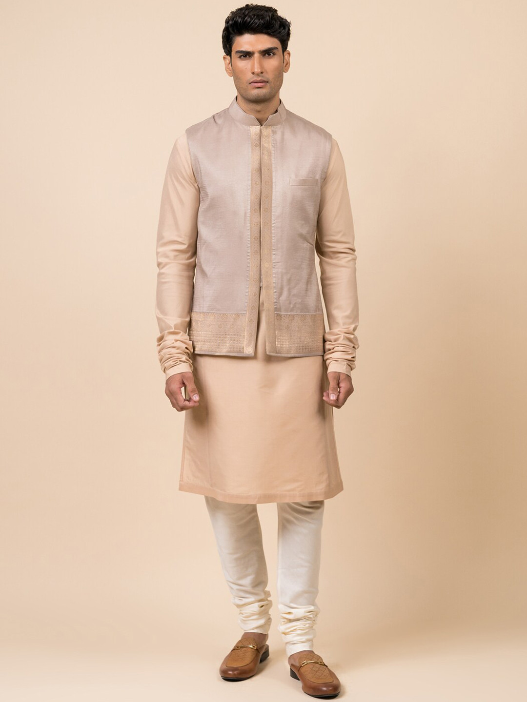 

Tasva Men Grey Woven Design Nehru Jacket