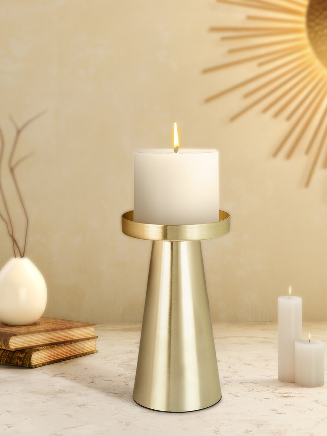 

Living scapes by Pantaloons Solid Candle Holder, Gold