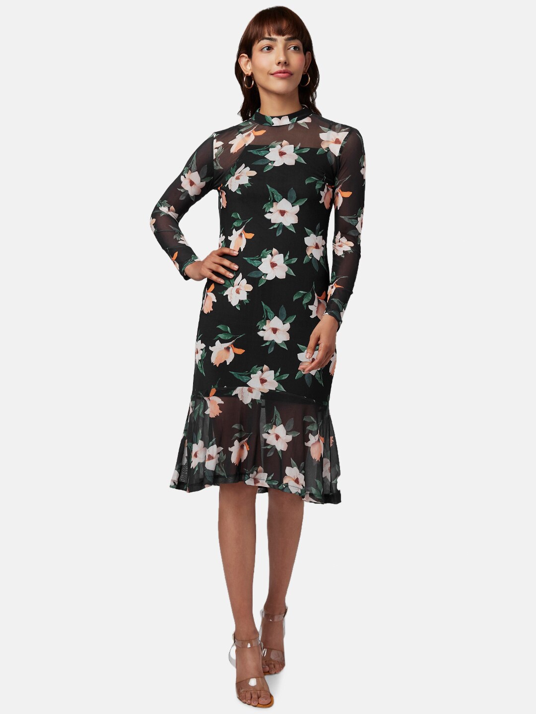 

Honey by Pantaloons Black Floral Sheath Dress