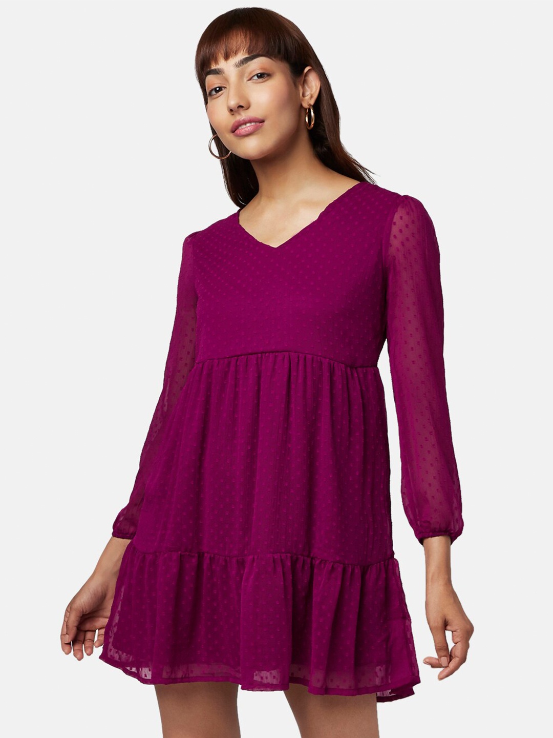 

Honey by Pantaloons Purple Empire Tiered Mini Dress