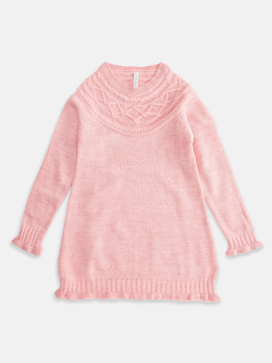 

Pantaloons Junior Girls Pink Self Design Sweater Dress