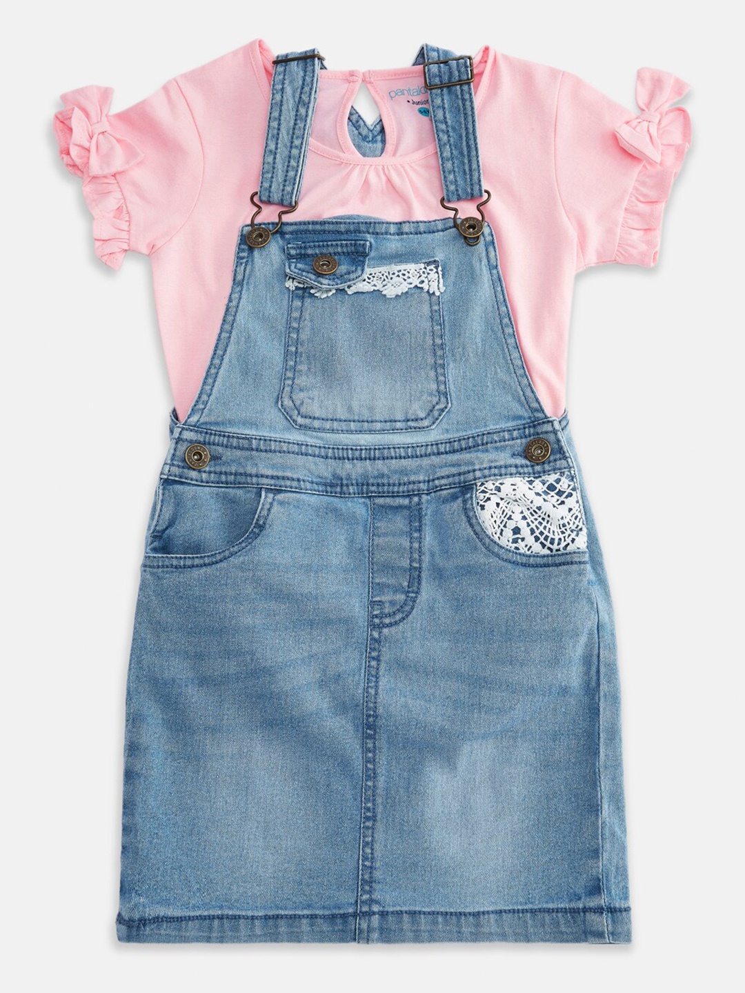 

Pantaloons Junior Girls Blue & Pink Pinafore Dress