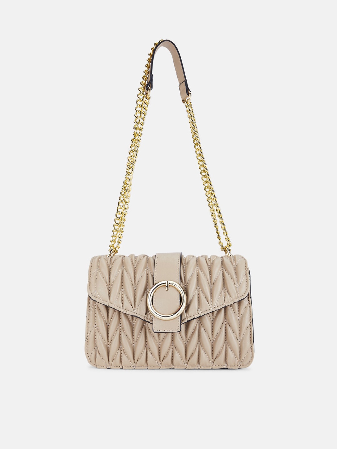 

Forever Glam by Pantaloons Beige Textured Structured Shoulder Bag
