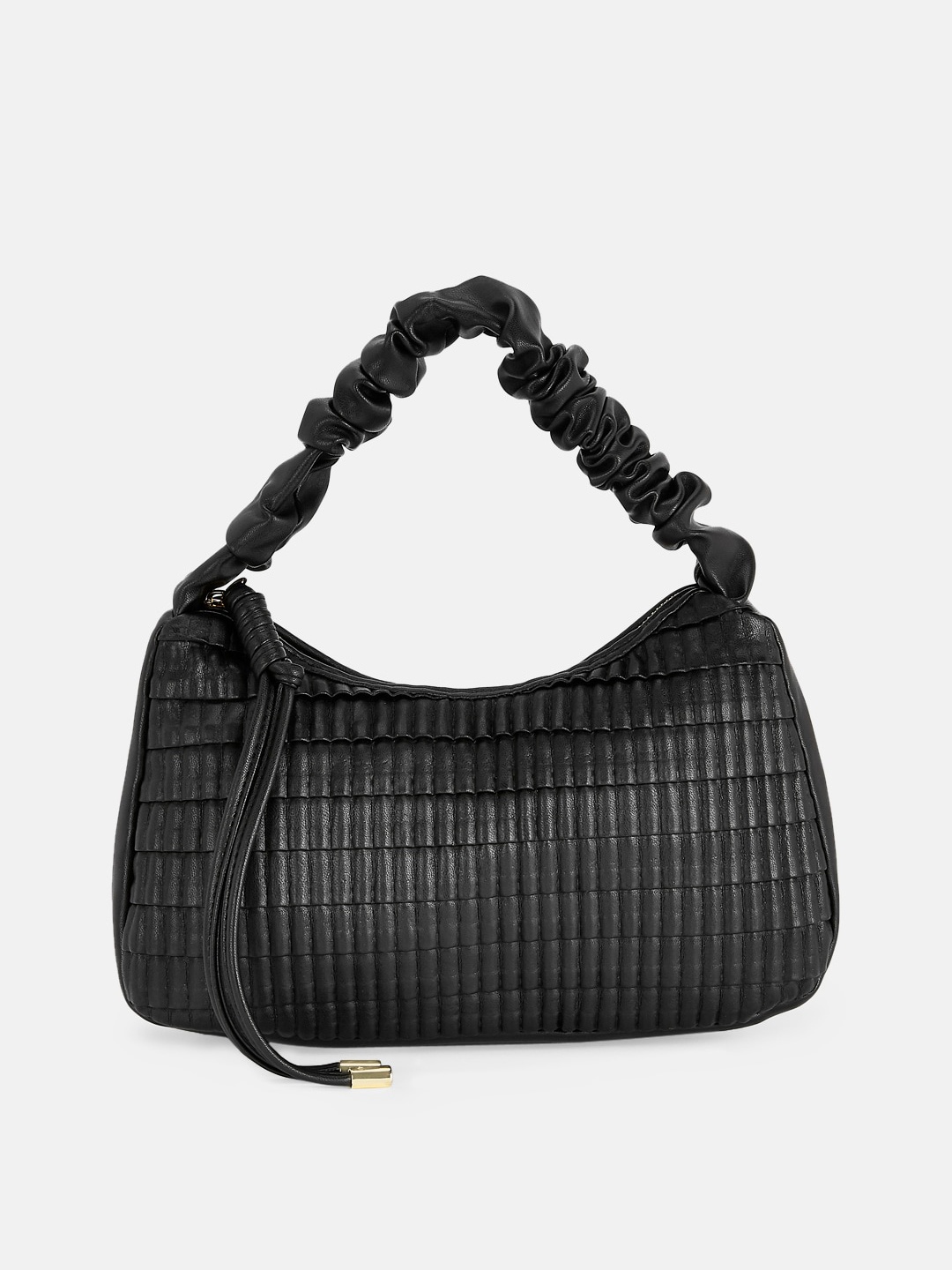 

Forever Glam by Pantaloons Black Textured Structured Hobo Bag