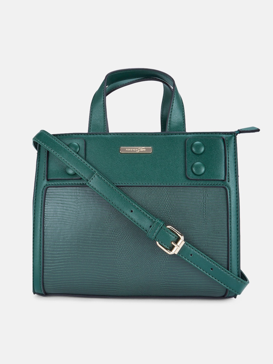 

Forever Glam by Pantaloons Green Structured Satchel