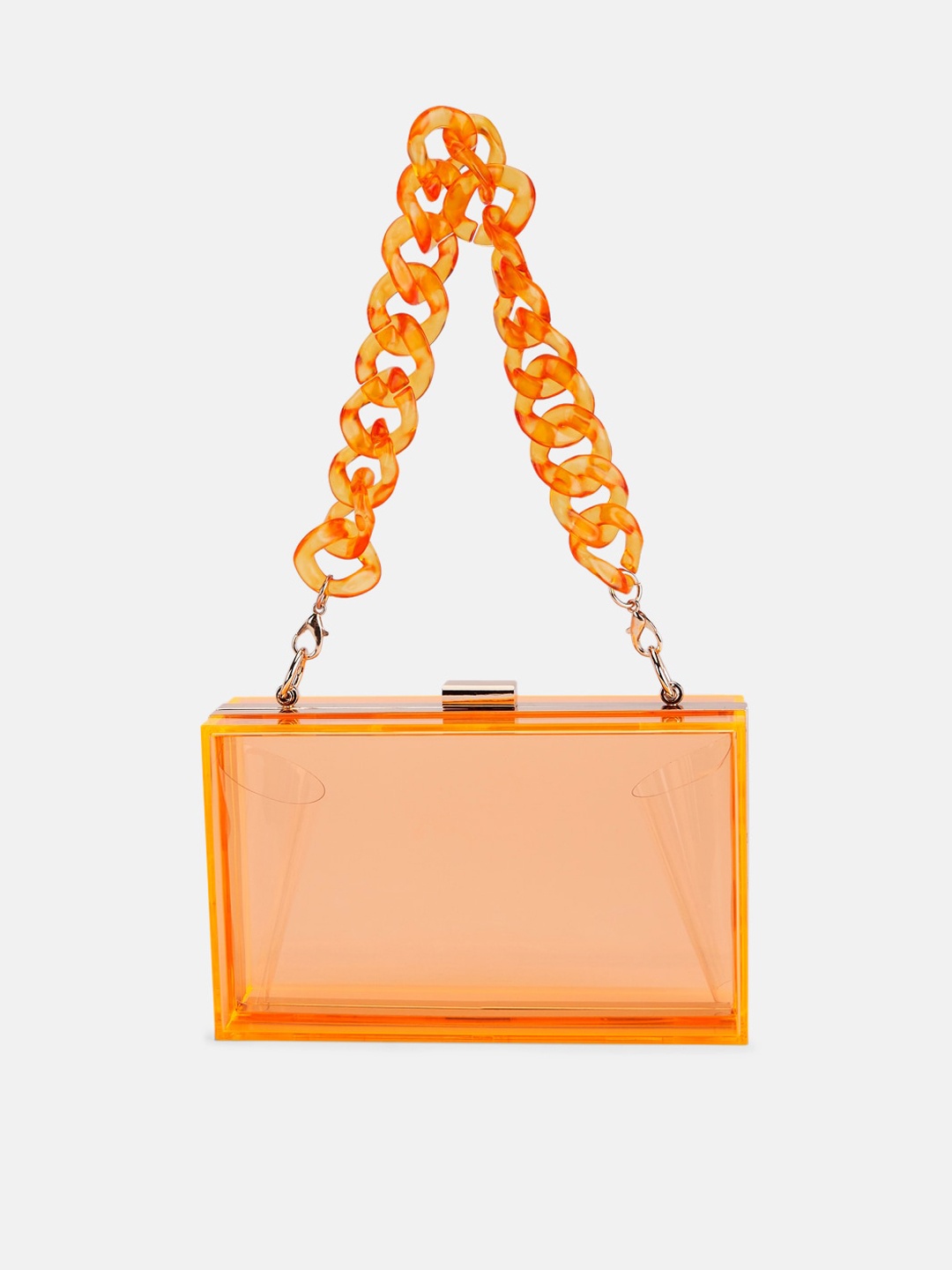 

Forever Glam by Pantaloons Orange Structured Handheld Bag with Tasselled