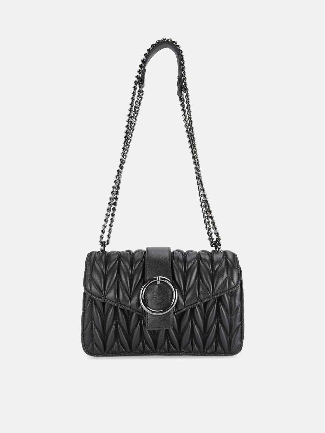 

Forever Glam by Pantaloons Black Textured Structured Shoulder Bag