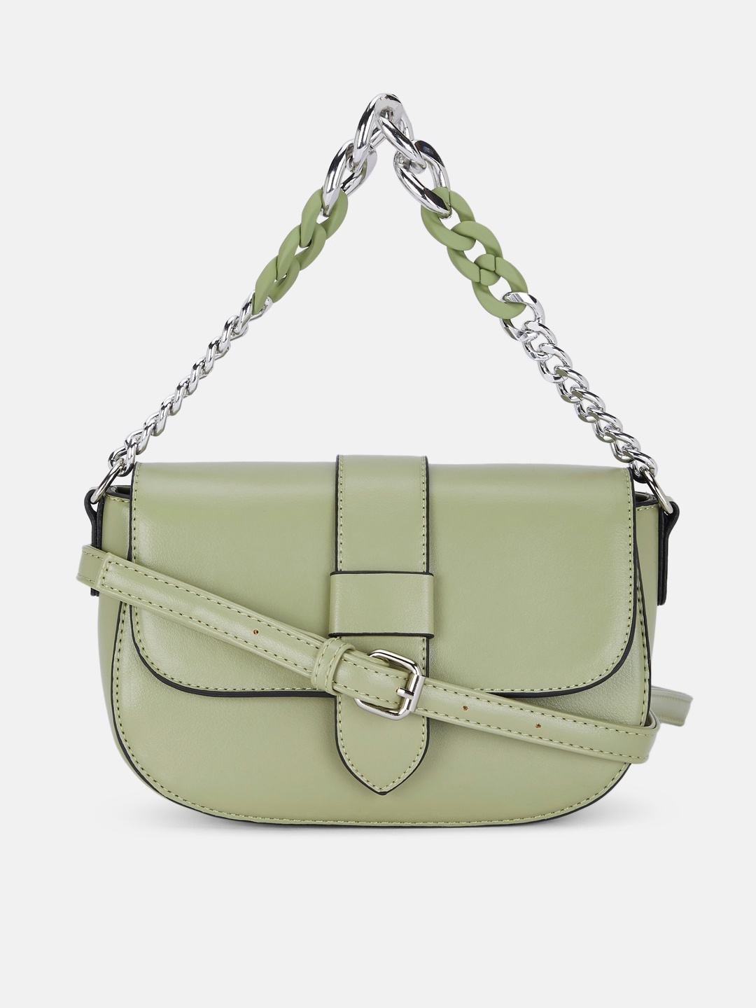 

Forever Glam by Pantaloons Green Structured Sling Bag