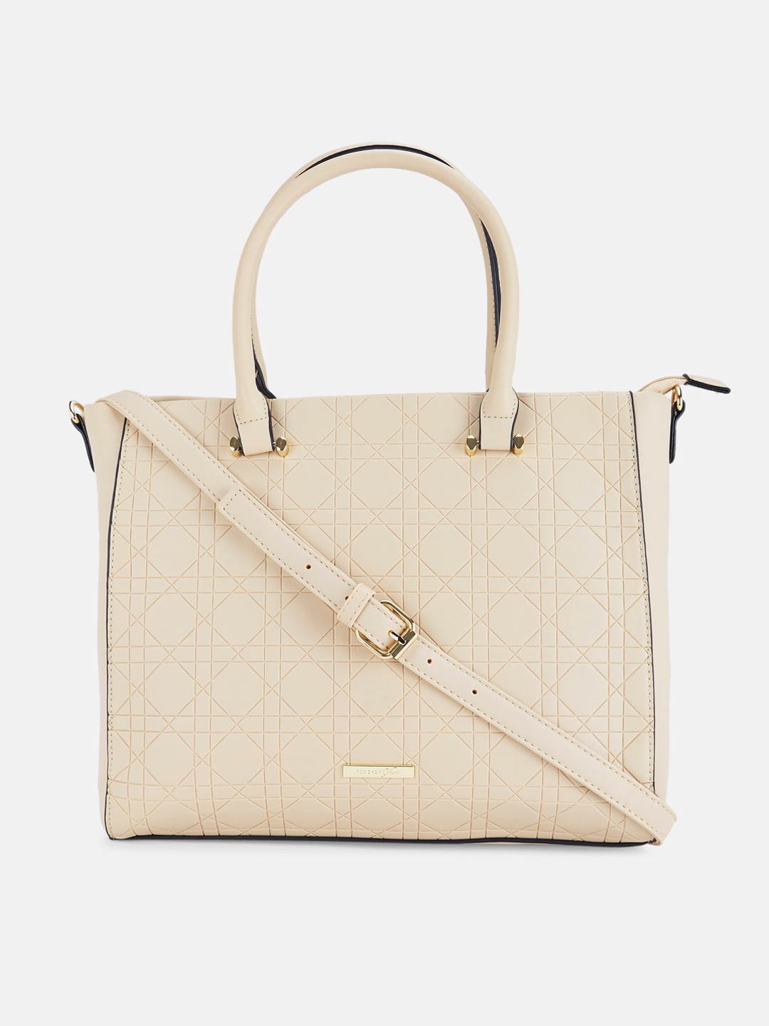 

Forever Glam by Pantaloons Beige Textured Structured Handheld Bag