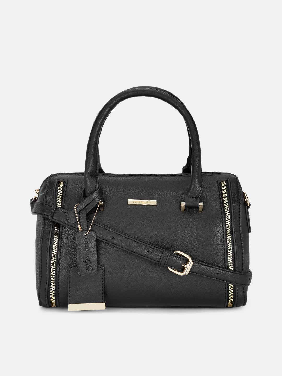 

Forever Glam by Pantaloons Black Structured Handheld Bag with Tasselled