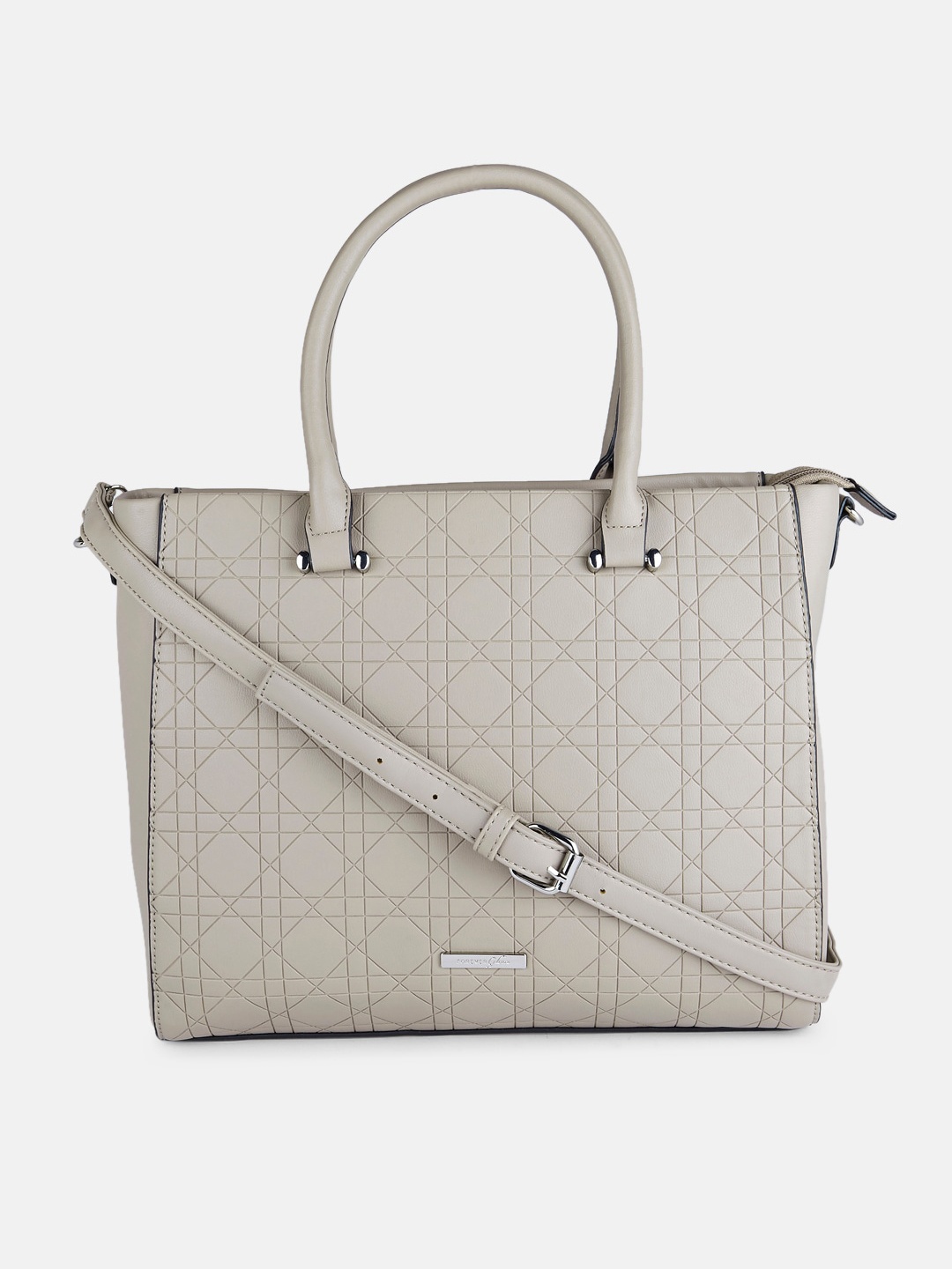 

Forever Glam by Pantaloons Grey Textured Oversized Structured Handheld Bag with Quilted
