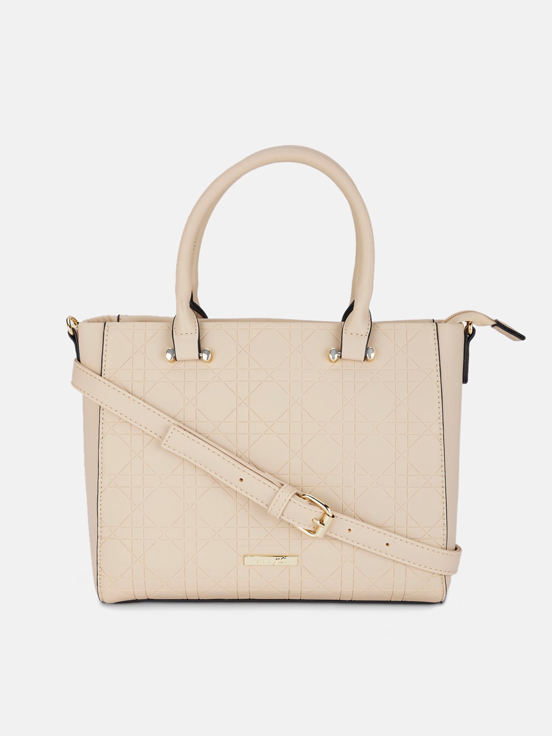 

Forever Glam by Pantaloons Beige Textured Structured Handheld Bag
