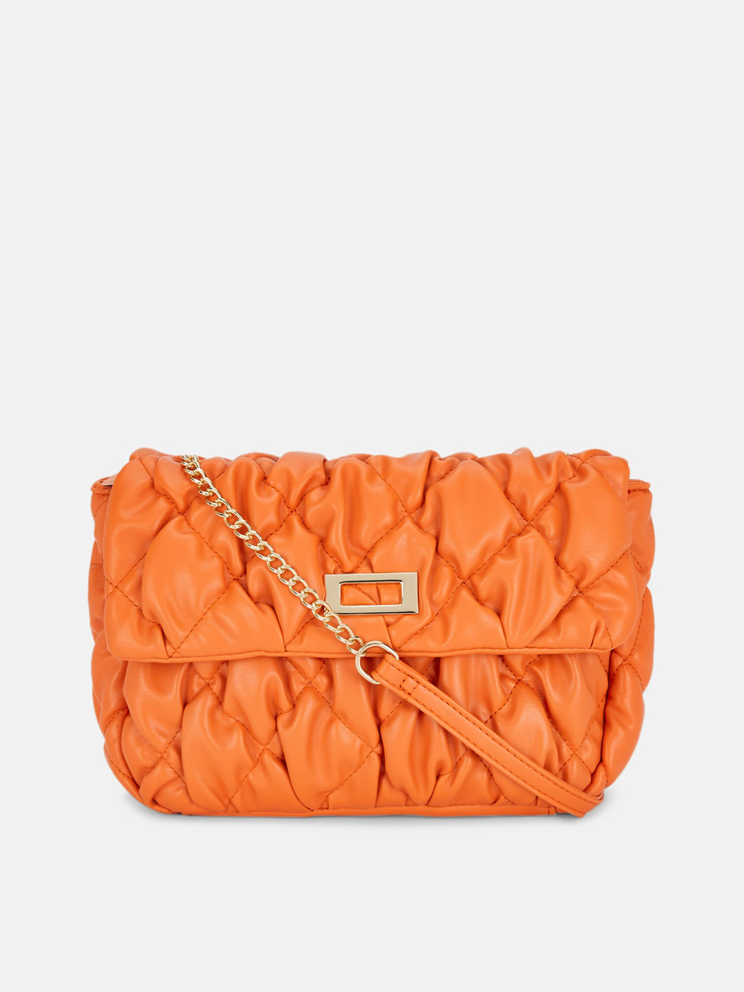 

Forever Glam by Pantaloons Orange Textured Structured Sling Bag