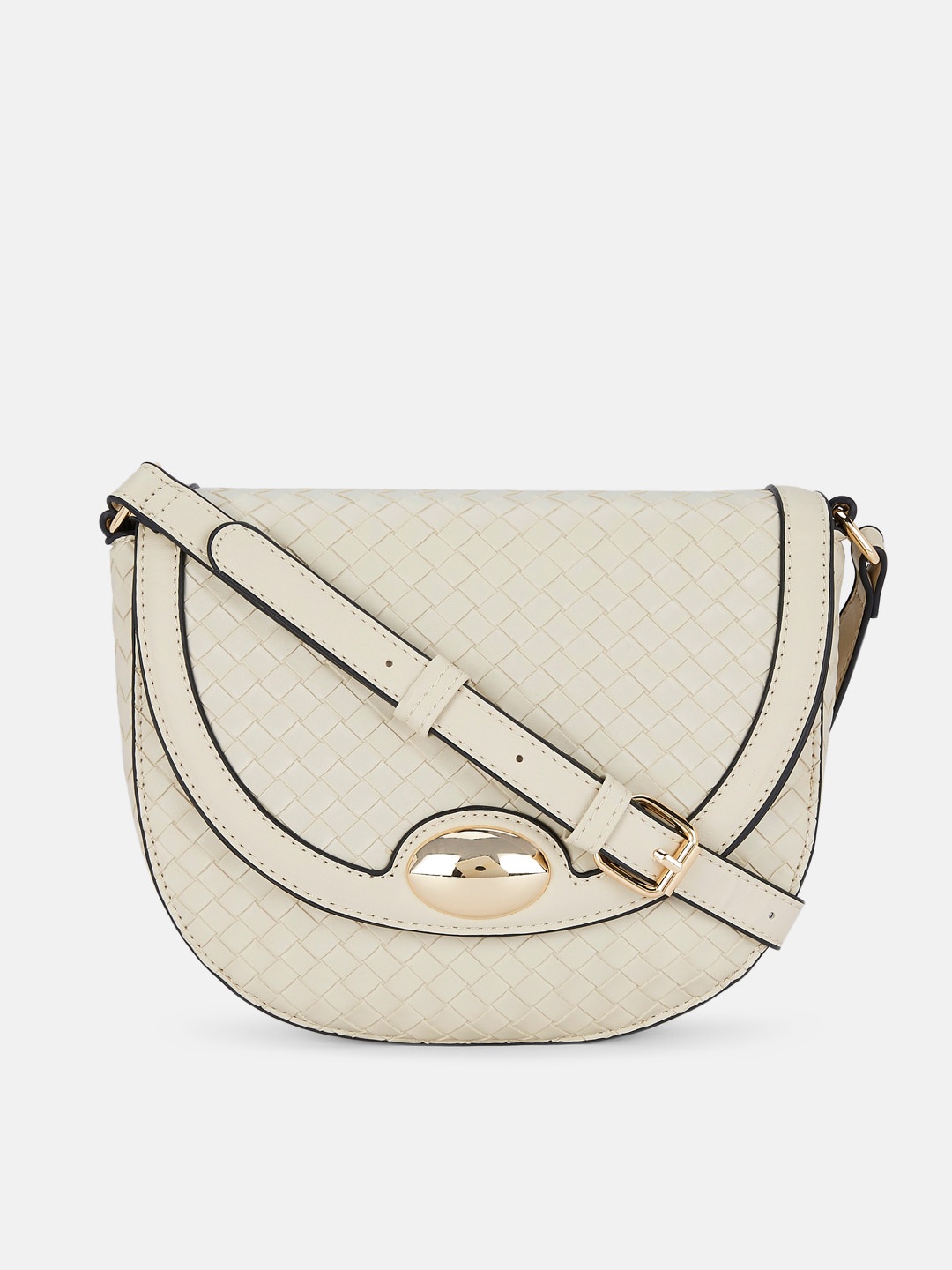 

Forever Glam by Pantaloons Off White Textured Half Moon Sling Bag