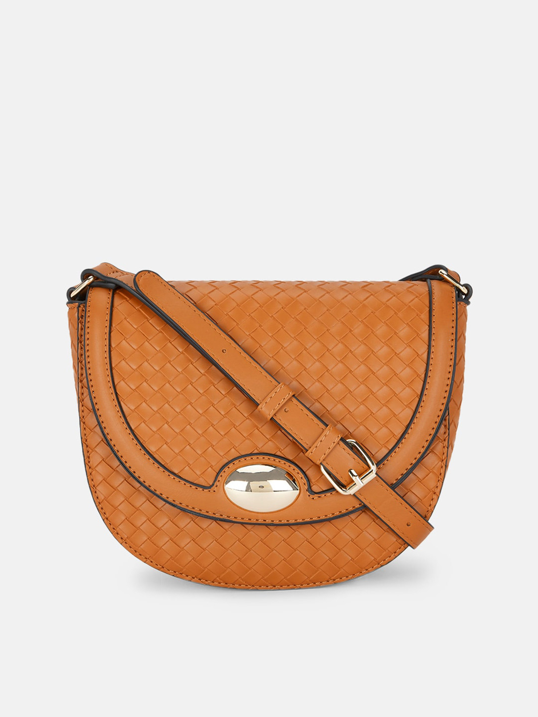 

Forever Glam by Pantaloons Tan Textured Half Moon Sling Bag