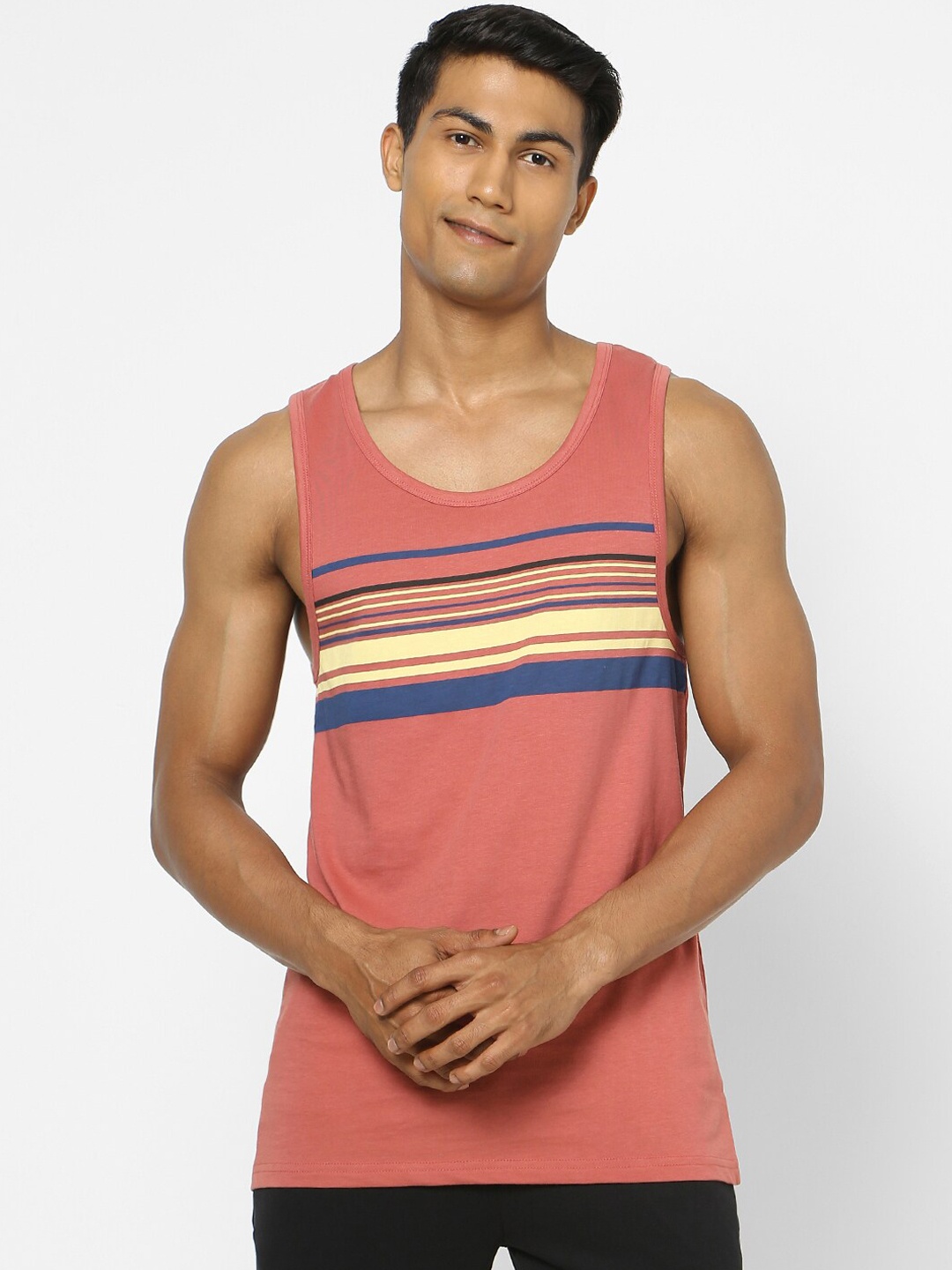 

Ajile by Pantaloons Men Pink Printed Cotton Innerwear Vest
