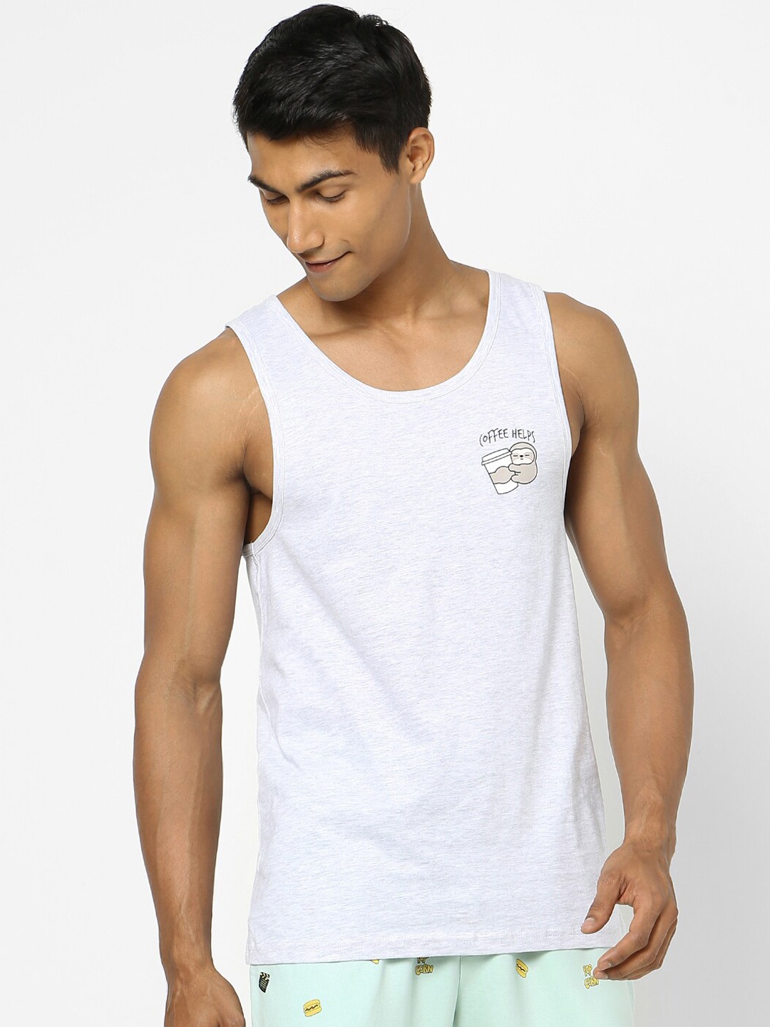 

Ajile by Pantaloons Men Off White Solid Cotton Innerwear Vest