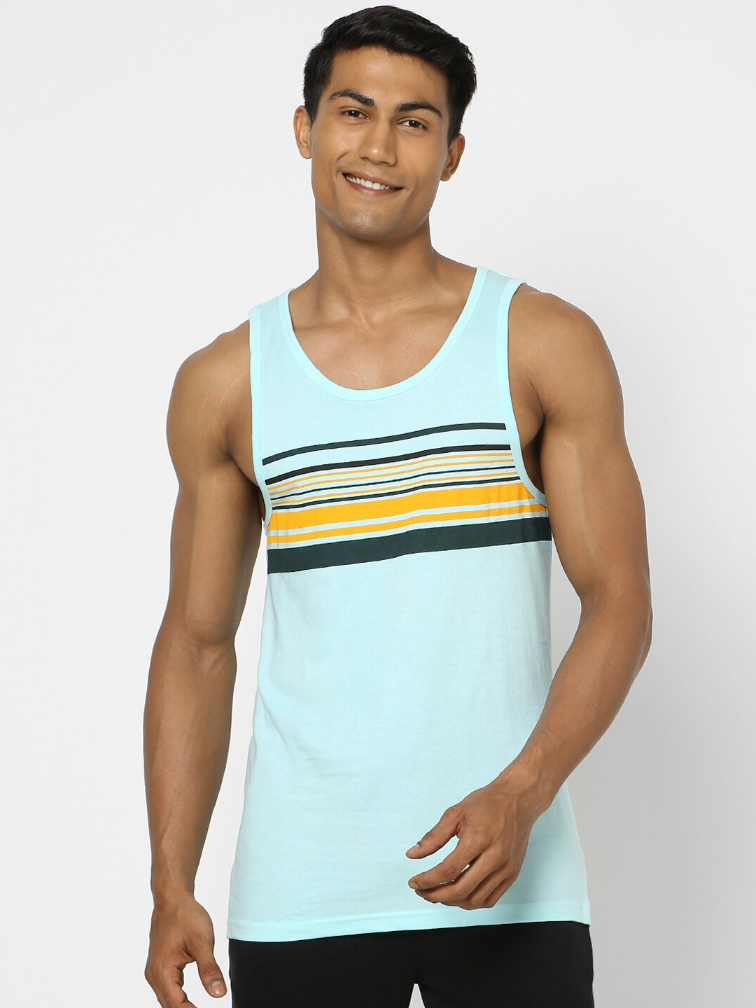 

Ajile by Pantaloons Men Blue Printed Cotton Innerwear Vests