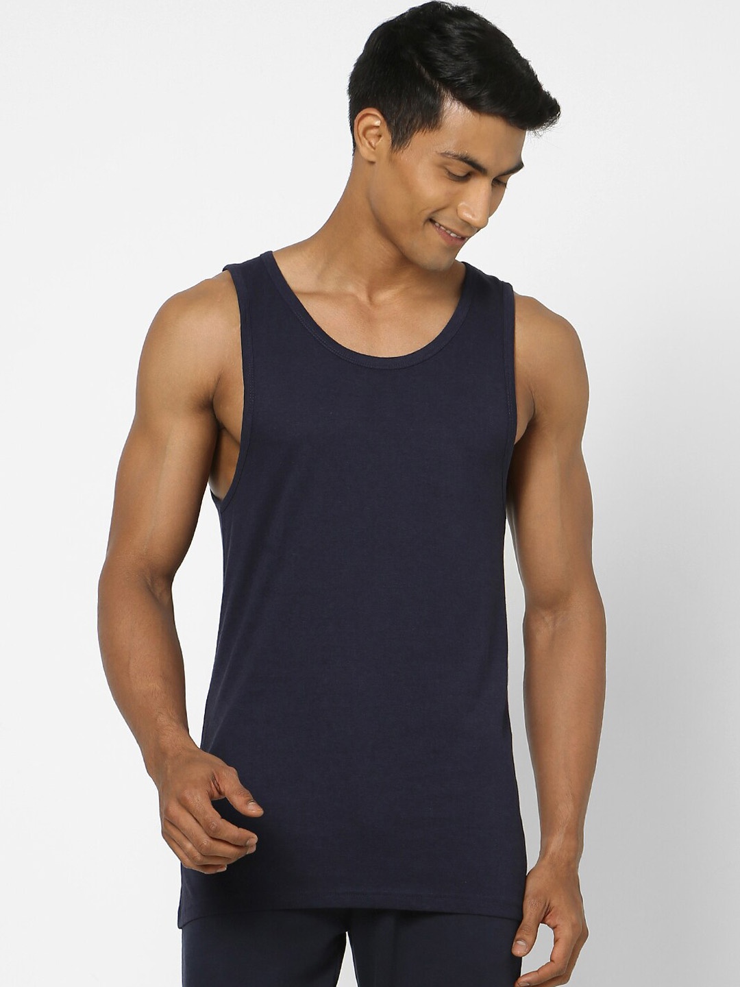 

Ajile by Pantaloons Men Navy Blue Solid Innerwear Vest