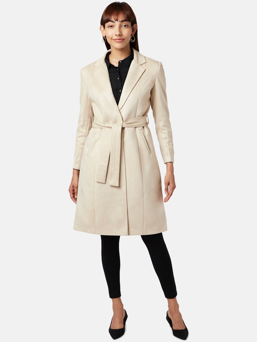 

Annabelle by Pantaloons Women Off White Longline Open Front Jacket