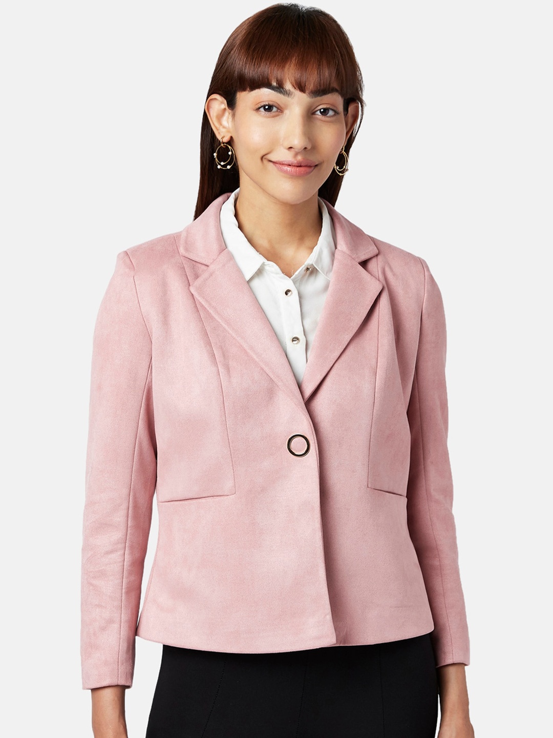 

Annabelle by Pantaloons Women Pink Solid Tailored Jacket