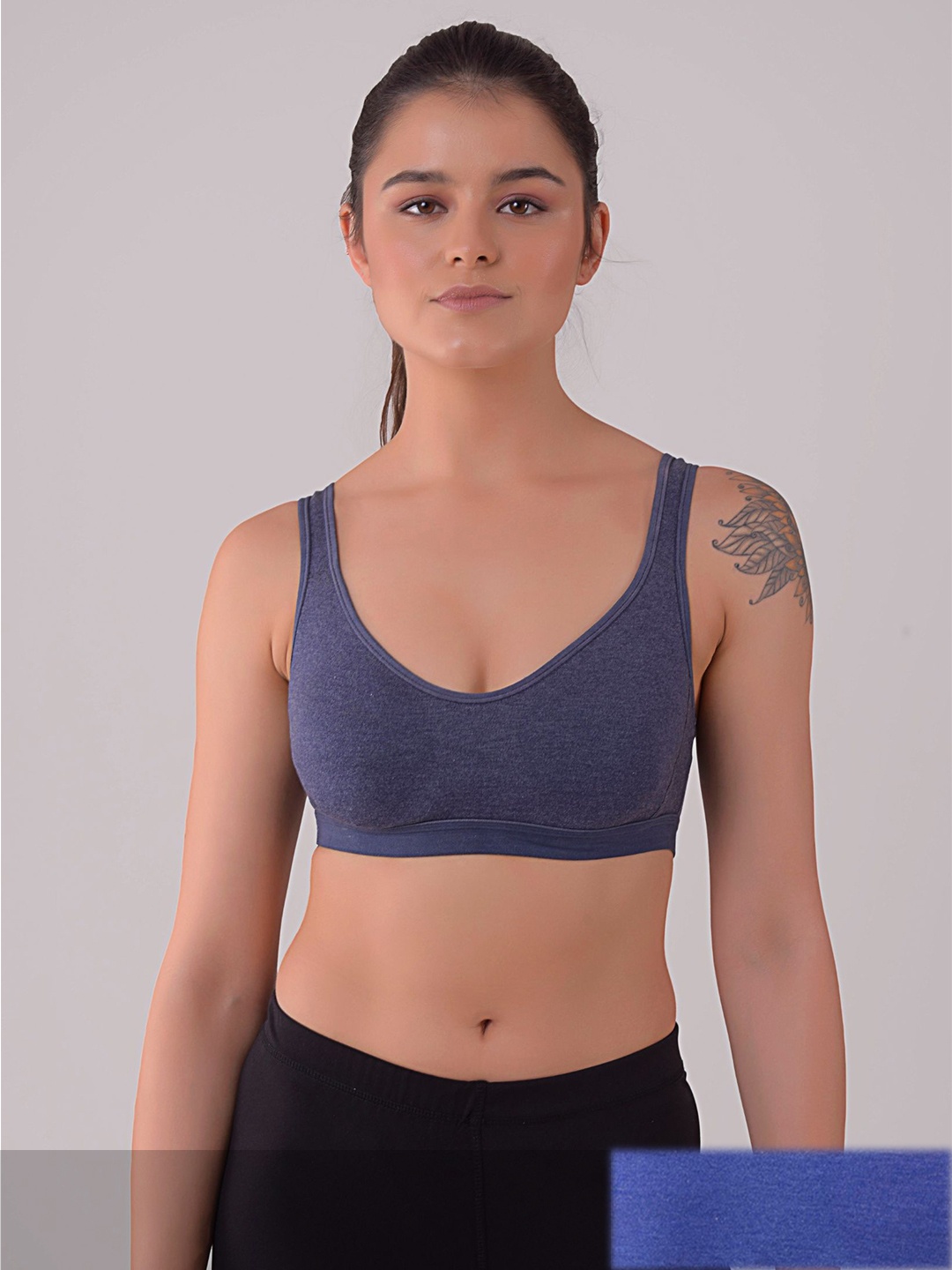 

Apraa & Parma Women Pack Of 2 Blue Solid Non-Wired Non Padded Sports Bra