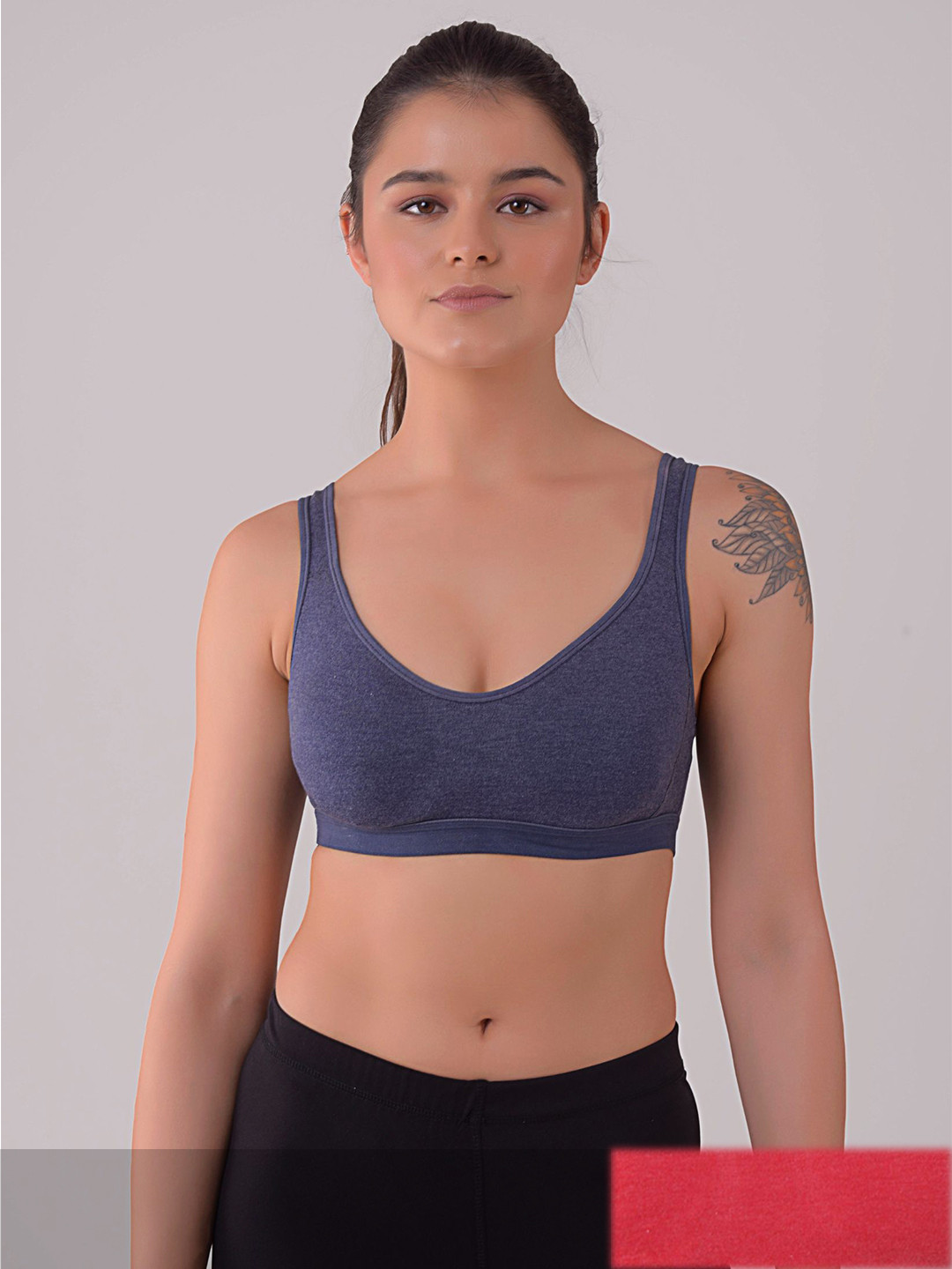 

Apraa & Parma Women Pack Of 2 Pink & Navy Blue Solid Non-Wired Non Padded Sports Bra