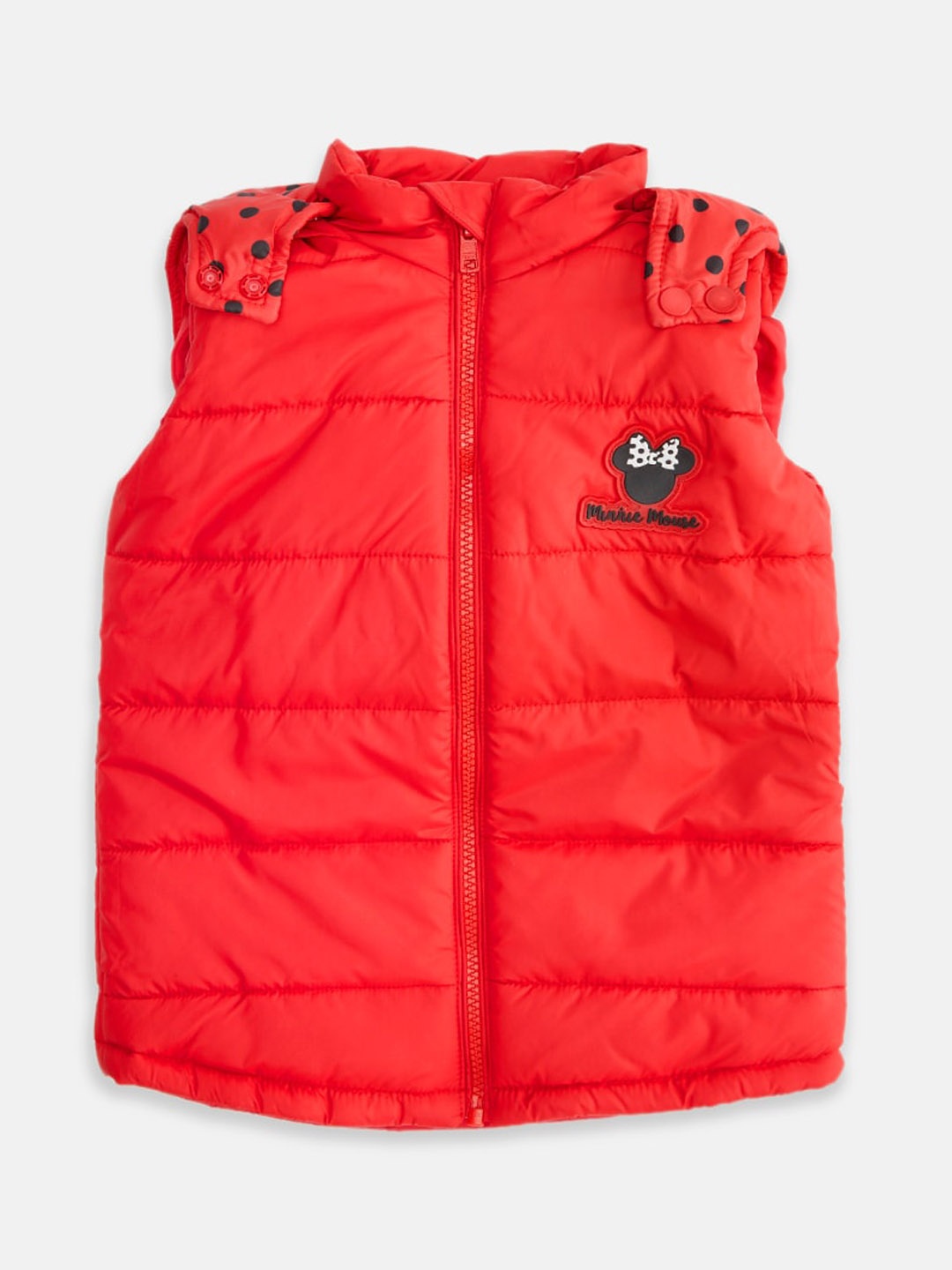 

Pantaloons Junior Girls Red Puffer Jacket with Patchwork
