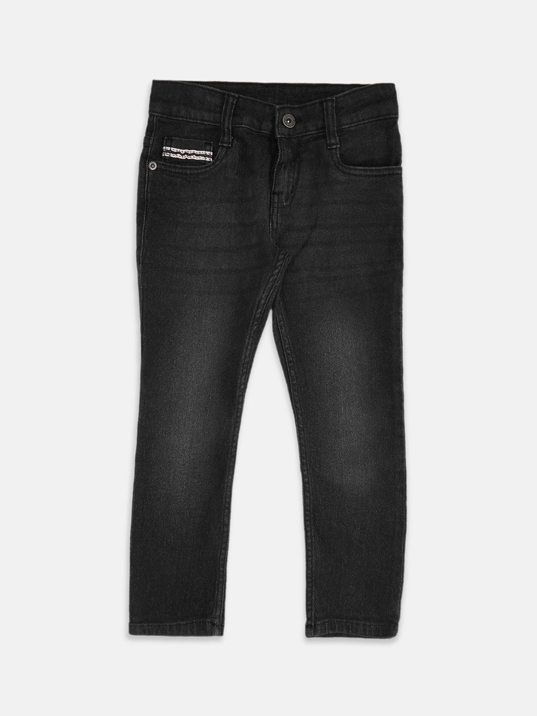 

Pantaloons Junior Boys Black Tapered Fit Light Fade dark Shade Jeans