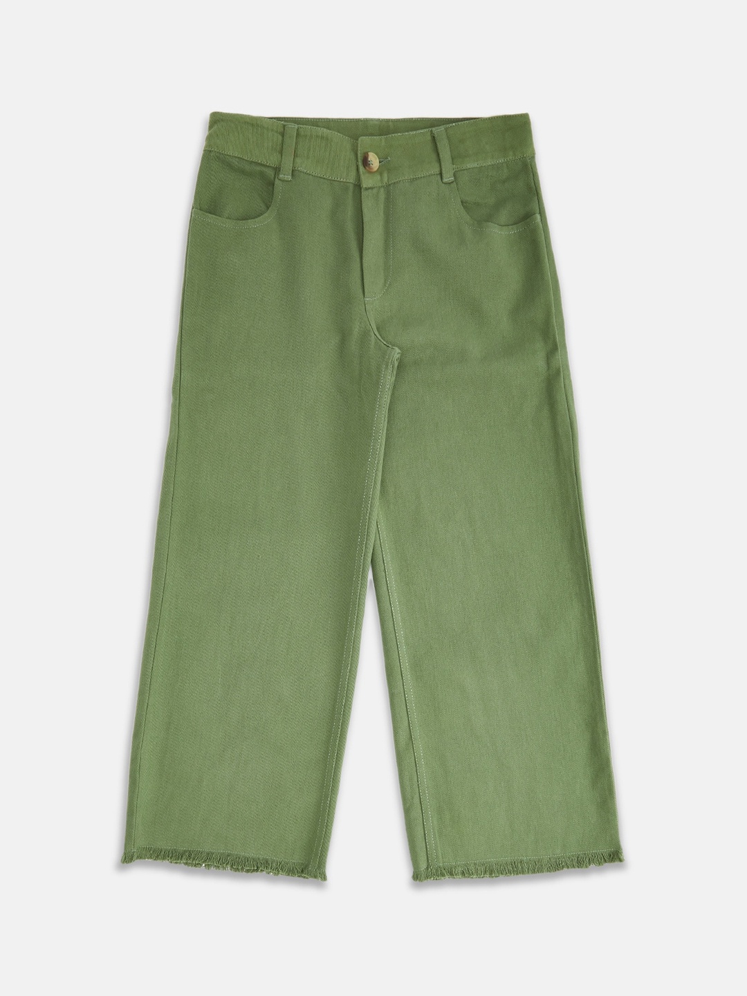 

Pantaloons Junior Girls Olive Green Wide Leg Coloured Jeans