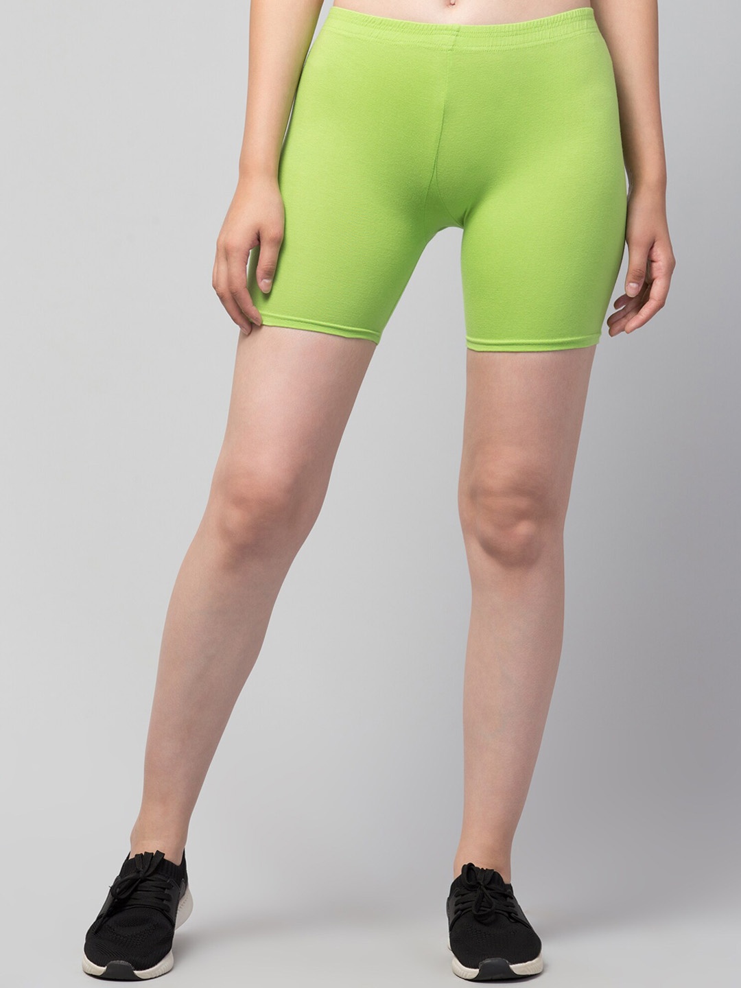 

Apraa & Parma Women Lime Green Solid Cotton Skinny Fit Cycling Sports Shorts