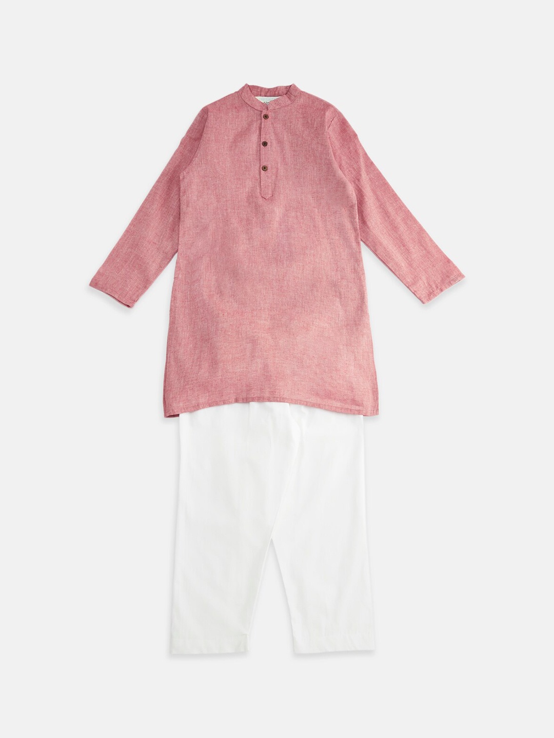 

indus route by Pantaloons Boys Red & White Pure Cotton Kurta with Pyjama