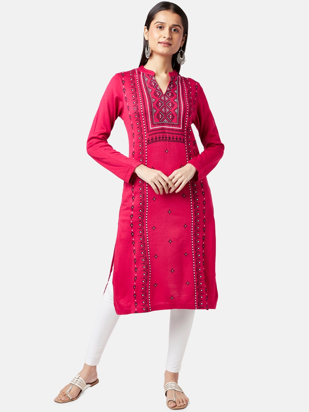 

RANGMANCH BY PANTALOONS Women Pink Geometric Printed Acrylic Kurta